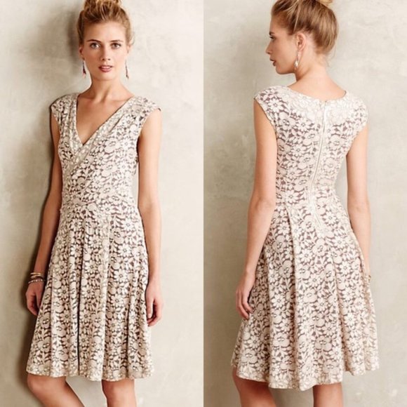 Anthropologie Dresses & Skirts - ANTHROPOLOGIE Brushed Lace Dress Ivory {N34}
